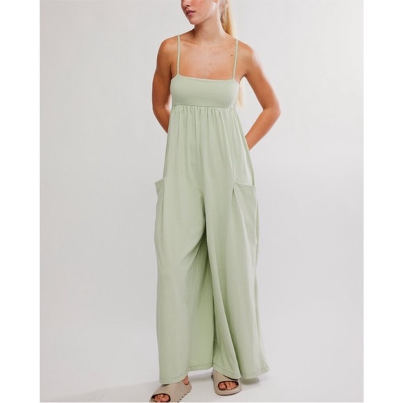 FP Movement by Free People Pants - FP Movement by Free People Hot Shot Strappy Onesie in Green Tea Size Medium NWT